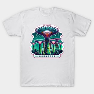 Singapore Skyline Silhouette Modern Art Sticker T-Shirt